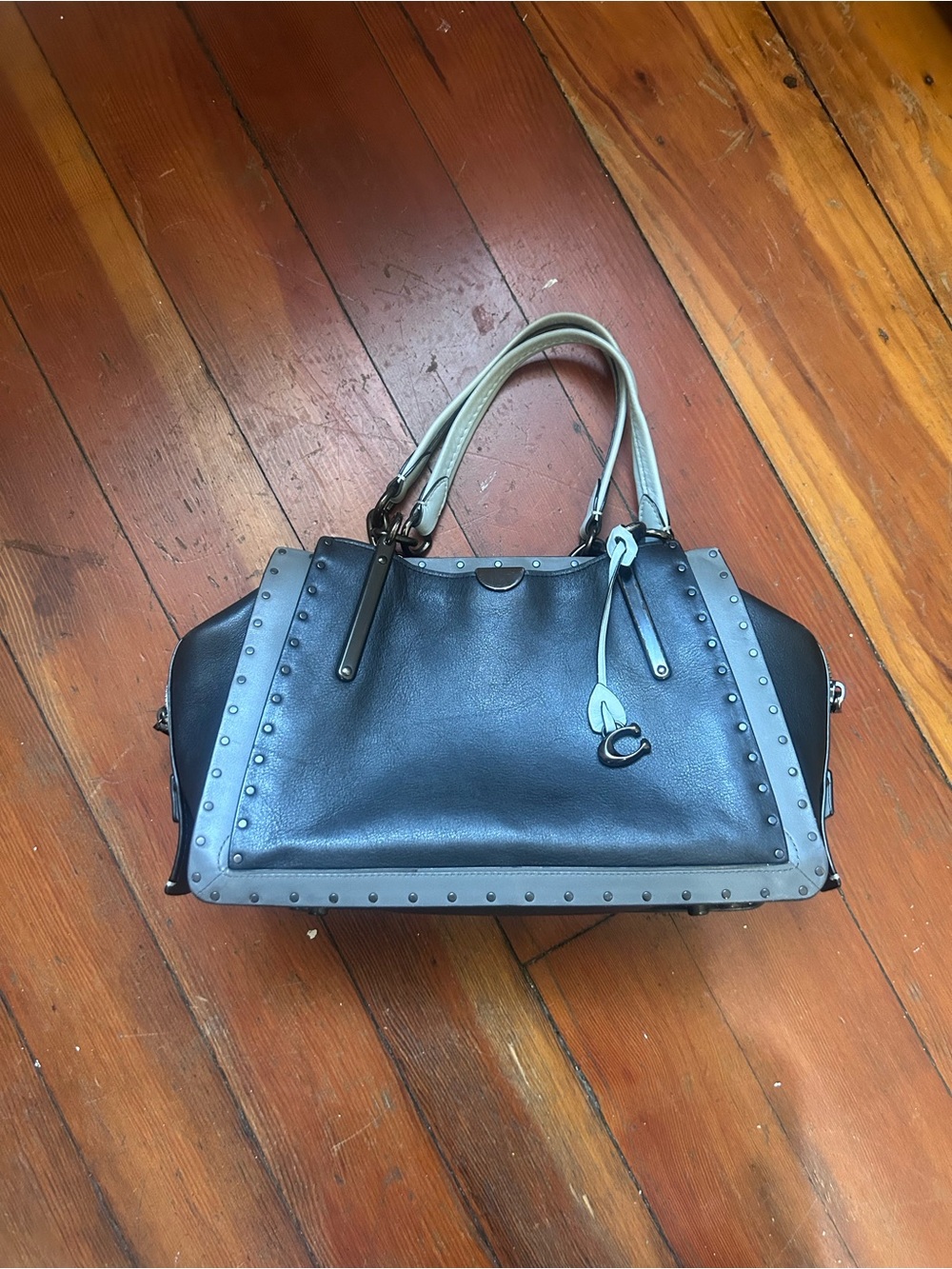 Coach Dreamer bag Black and Gray Studded Top-Handle Satchel with Removable Strap - Picture 16 of 16